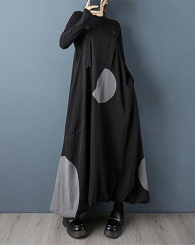 ellazhu Women's Dress Suspender Printed Sleeveless Plus Size Pleated Maxi Hem Pockets GZ737 A in Saudi Arabia