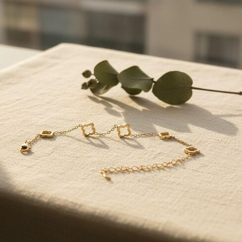 18K Gold Plated Trendy Hollow Clover Bracelet for Women | Lucky Four-Leaf Clover Link Bracelet | Best Bracelet for Stack | Love Friendship Clover Designer Bracelet Jewelry Gift. in Saudi Arabia