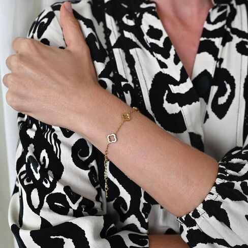18K Gold Plated Trendy Hollow Clover Bracelet for Women | Lucky Four-Leaf Clover Link Bracelet | Best Bracelet for Stack | Love Friendship Clover Designer Bracelet Jewelry Gift. in Saudi Arabia
