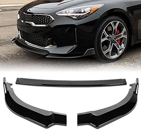 Q1-TECH, Front Bumper Lip fit for compatible with 2018 2019 2020 2021 Kia Stinger, Front Bumper Lip Spoiler Air Chin Body Kit Splitter Painted Glossy Black ABS, (CK-Style) in Kuwait