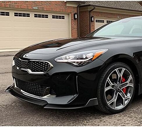 Q1-TECH, Front Bumper Lip fit for compatible with 2018 2019 2020 2021 Kia Stinger, Front Bumper Lip Spoiler Air Chin Body Kit Splitter Painted Glossy Black ABS, (CK-Style) in Kuwait