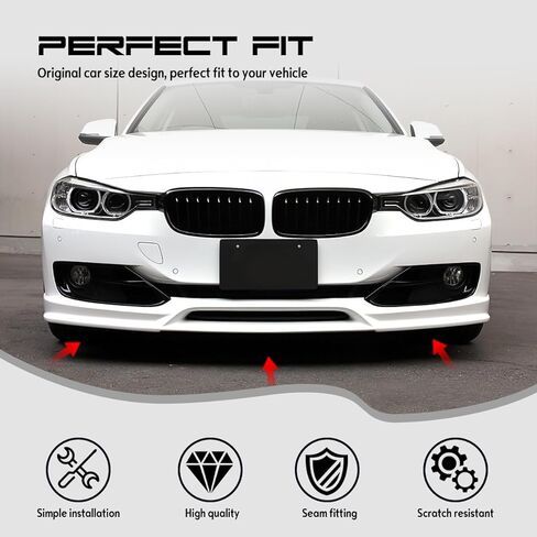 سبويلر شفة المصد الأمامي، متوافق مع سيارة BMW F30 3 Series Sedan 2012-2015 (باستثناء M3، Mtec أو M-Sports)، واقي فاصل أمامي مرن من البولي يوريثان ثلاثي الأبعاد، أسود غير مطلي، قطعة واحدة in Saudi Arabia