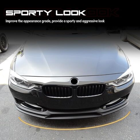 سبويلر شفة المصد الأمامي، متوافق مع سيارة BMW F30 3 Series Sedan 2012-2015 (باستثناء M3، Mtec أو M-Sports)، واقي فاصل أمامي مرن من البولي يوريثان ثلاثي الأبعاد، أسود غير مطلي، قطعة واحدة in Saudi Arabia