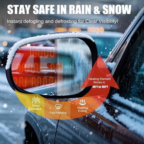 Driver Side Mirror Glass Replacement for BMW E90 125i 128i 135i 135is 320i 323i 325i 328i 335d 335i 2009-2013 - Left Side View Exterior Mirrors, Power Heated, with Backing Plate in Kuwait