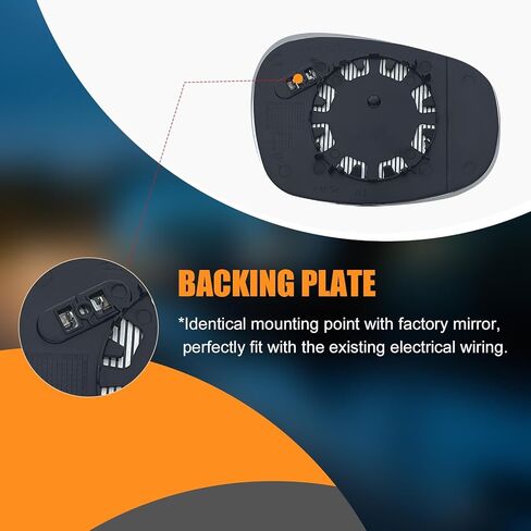 Driver Side Mirror Glass Replacement for BMW E90 125i 128i 135i 135is 320i 323i 325i 328i 335d 335i 2009-2013 - Left Side View Exterior Mirrors, Power Heated, with Backing Plate in Kuwait