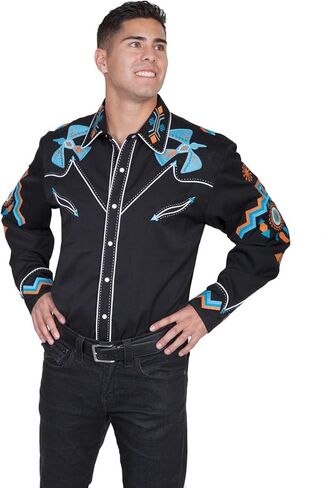Scully Phoenix Embroidered Snap Front Shirt P734 BLK *** in Saudi Arabia