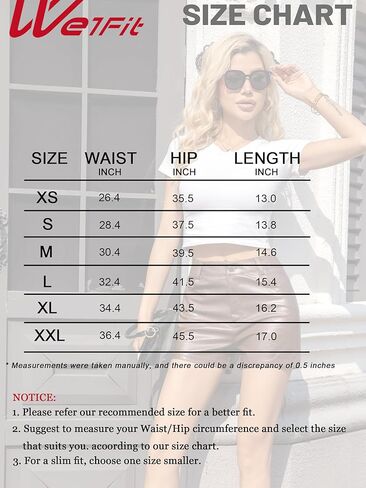 We1Fit Women's Faux Leather Shorts Stretchy High Waisted Pleather Shorts in Saudi Arabia
