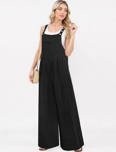Women's Casual Loose Overalls Jumpsuit, Sleeveless Wide-Leg One-Piece Jumpsuit in Saudi Arabia