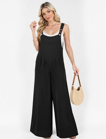 Women's Casual Loose Overalls Jumpsuit, Sleeveless Wide-Leg One-Piece Jumpsuit in Saudi Arabia