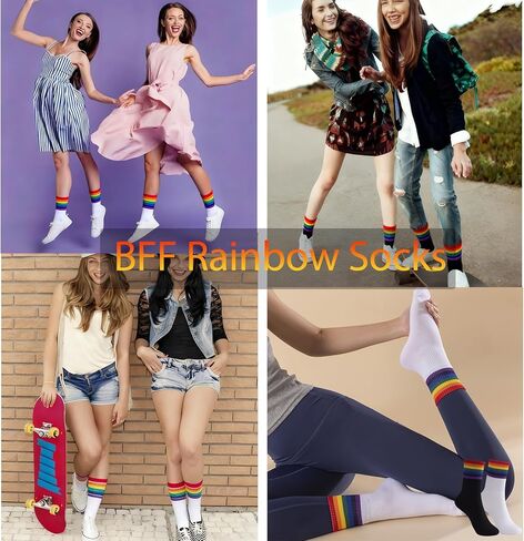 6 أزواج من جوارب قوس قزح للنساء والرجال، جوارب دائرية، جوارب رياضية مخططة للكاحل، مثالية للهالوين، هدايا عيد الميلاد in Kuwait