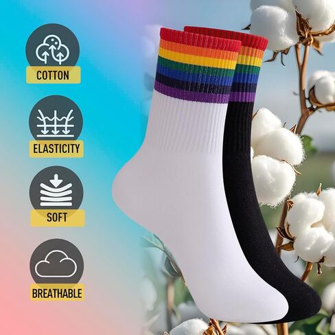 6 أزواج من جوارب قوس قزح للنساء والرجال، جوارب دائرية، جوارب رياضية مخططة للكاحل، مثالية للهالوين، هدايا عيد الميلاد in Kuwait