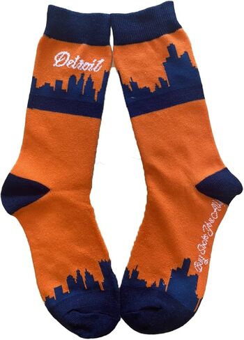 Detroit Michigan Skyline Women's Socks | Apparel for Tigers Fans | Great Gift for Motor City Kitties | Gritty Tigs Socks | The Cats Favorite in Kuwait