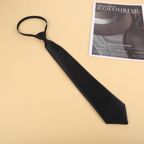 Black Tie for Women, 15" Zipper Tie Adjustable Black Zipper Ties for Women Men Solid Color Neck Girl Zippers Ties for Business Uniforms in Saudi Arabia