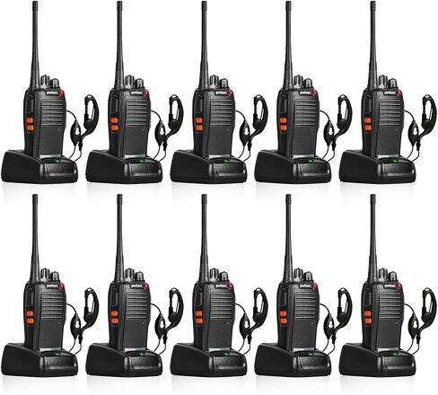 666S 10 Pack walkie talkies for Adults Long Range Rechargeable with Headphones and Li-ion Battery,Two Way Radio has VOX/Noise Reduction/TOT/Flashlight/Monitoring/Scan Function（10 Pack） in Kuwait