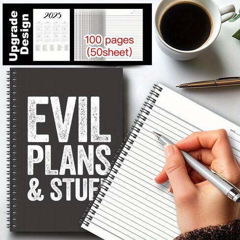 Funny Office Humor Notebook – Sarcastic Quotes & “Evil Plot" Pages, Spiral-Bound Diary for Coworkers, Employees & Workplace Gifts in Saudi Arabia