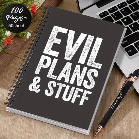 Funny Office Humor Notebook – Sarcastic Quotes & “Evil Plot" Pages, Spiral-Bound Diary for Coworkers, Employees & Workplace Gifts in Saudi Arabia