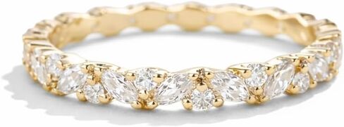 Marquise & Round Cut Moissanite Engagement Band for Women 14K Yellow Gold Vintage Style Promise Wedding Ring Unique Handmade Fine Jewelry Gift for Her in Saudi Arabia