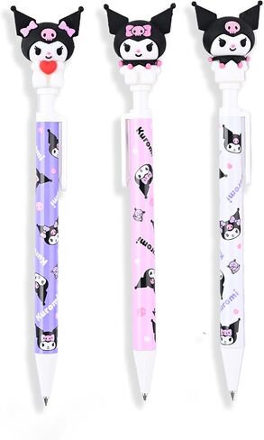 Cute Kuormi Mechanical Pencils 3 Pack 0.5mm - Cute Collectible Pencil with 3D Kuormi Design - Pink, White, Purple - Refillable Lead - Perfect for Kuormi Fans and Office Supplies in Saudi Arabia