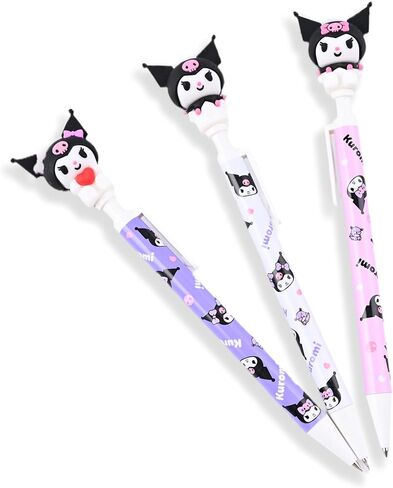 Cute Kuormi Mechanical Pencils 3 Pack 0.5mm - Cute Collectible Pencil with 3D Kuormi Design - Pink, White, Purple - Refillable Lead - Perfect for Kuormi Fans and Office Supplies in Saudi Arabia