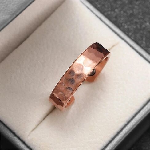 Hammered Design Copper Ring Men Women Adjustable Vintage Solid Copper MagneticWedding Open Cuff Rings in Saudi Arabia