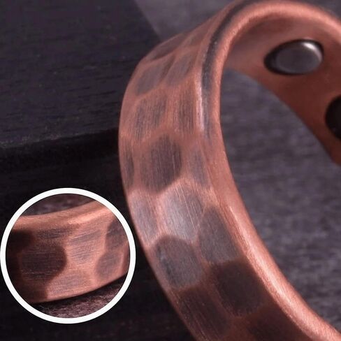 Hammered Design Copper Ring Men Women Adjustable Vintage Solid Copper MagneticWedding Open Cuff Rings in Saudi Arabia