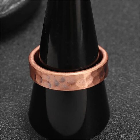 Hammered Design Copper Ring Men Women Adjustable Vintage Solid Copper MagneticWedding Open Cuff Rings in Saudi Arabia