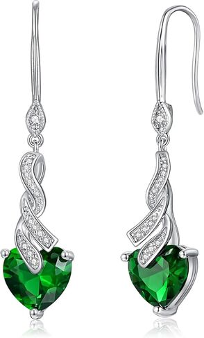 CiNily Mothers Day Gift Heart Earrings for Women Girls Hypoallergenic, 14K White Gold Plated Dainty Birthstone Drop Earrings Cubic Zircon Leverback Dangle Earrings Jewelry Birthday Party in Kuwait