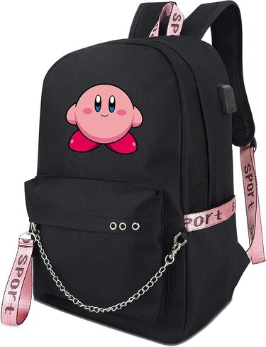 حقيبة ظهر Roffatide Anime Kirby حقيبة كتب للكمبيوتر المحمول مع منفذ شحن USB ومنفذ سماعة الرأس in Saudi Arabia
