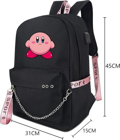 حقيبة ظهر Roffatide Anime Kirby حقيبة كتب للكمبيوتر المحمول مع منفذ شحن USB ومنفذ سماعة الرأس in Saudi Arabia