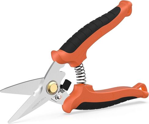 مقصات جاذبية متعددة الأغراض شديدة التحمل مقاس 7 بوصات - شفرات مسننة صغيرة من الفولاذ المقاوم للصدأ SUS420J2 اليابانية، قبضة مريحة لمهام البستنة والحرف والاستوديو | قفل أمان، تصميم يمكن استخدامه بكلتا اليدين (مستقيم) in Kuwait