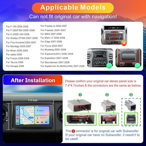 ستيريو سيارة مزدوج الدين: راديو سيارة مزدوج الدين مقاس 7 بوصات متوافق مع Apple Carplay اللاسلكي وAndroid Auto - مشغل استقبال صوت السيارة بشاشة تعمل باللمس مزدوج مع كاميرا احتياطية 1080 بكسل، الملاحة in Kuwait
