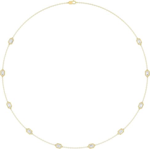 1/2 Carat - 3 Carat Lab Grown Diamond By Yard Station Necklace 18 inch | 10K Yellow or White Gold Pendant Station Necklace | D-F Color and VS clarity in Saudi Arabia