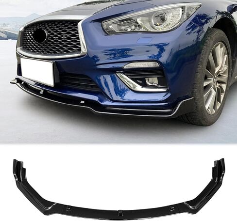 FREEMOTOR802 متوافق مع 2018-2024 Infiniti Q50 Base Models الشفة الأمامية الممتصة للصدمات، طباعة ألياف الكربون PP البولي بروبيلين 3 قطع إضافية على الشفاه الأمامية المفسد الفاصل in Saudi Arabia
