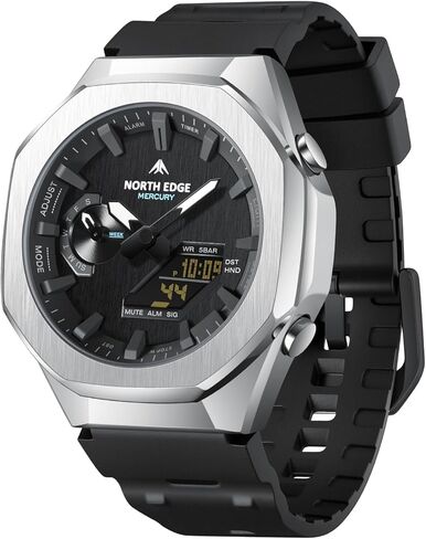 ساعة نورث ايدج ميركوري الرياضية الرقمية للرجال مقاومة للماء في الهواء الطلق مع التوقيت العالمي، ساعة إيقاف، العد التنازلي، 5 منبهات، تقويم تلقائي، إضاءة خلفية LED، ساعة لياقة بدنية متعددة الوظائف للسفر والجري in Kuwait