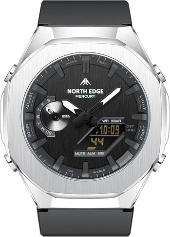 ساعة نورث ايدج ميركوري الرياضية الرقمية للرجال مقاومة للماء في الهواء الطلق مع التوقيت العالمي، ساعة إيقاف، العد التنازلي، 5 منبهات، تقويم تلقائي، إضاءة خلفية LED، ساعة لياقة بدنية متعددة الوظائف للسفر والجري in Kuwait