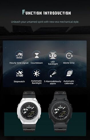 ساعة نورث ايدج ميركوري الرياضية الرقمية للرجال مقاومة للماء في الهواء الطلق مع التوقيت العالمي، ساعة إيقاف، العد التنازلي، 5 منبهات، تقويم تلقائي، إضاءة خلفية LED، ساعة لياقة بدنية متعددة الوظائف للسفر والجري in Kuwait