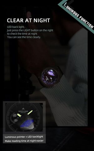 ساعة نورث ايدج ميركوري الرياضية الرقمية للرجال مقاومة للماء في الهواء الطلق مع التوقيت العالمي، ساعة إيقاف، العد التنازلي، 5 منبهات، تقويم تلقائي، إضاءة خلفية LED، ساعة لياقة بدنية متعددة الوظائف للسفر والجري in Kuwait