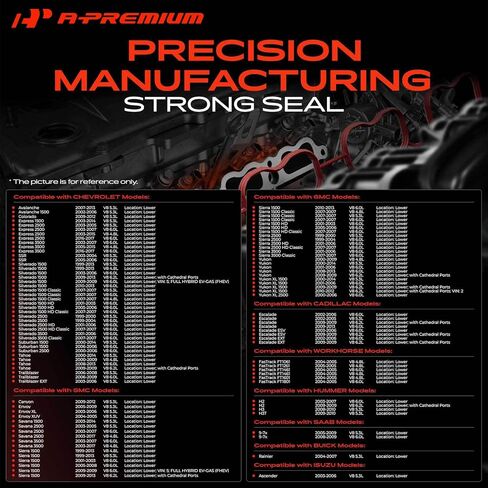 A-Premium Lower Engine Intake Manifold Gasket Set Compatible with Chevy, GMC, Hummer, Cadillac, Saab, Isuzu & GM Cars - 99-17 - Silverado, Express, Tahoe, Sierra, Yukon, H2, Savana & More, 8Cyl OHV in Saudi Arabia