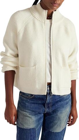 Women's Chunky Knit Open Front Sweater Long Sleeve Zip Up Cable Cardigan with Pockets Outerwear Coats in Saudi Arabia