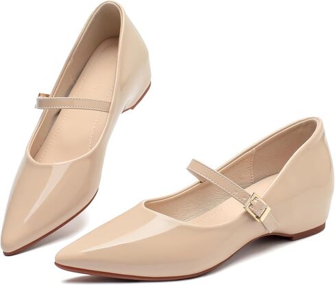 حذاء ماري جين باللون الأسود والأحمر للنساء، حذاء نسائي بكعب منخفض مريح ومغلق من الأمام للنساء - 1.18 بوصة in Kuwait