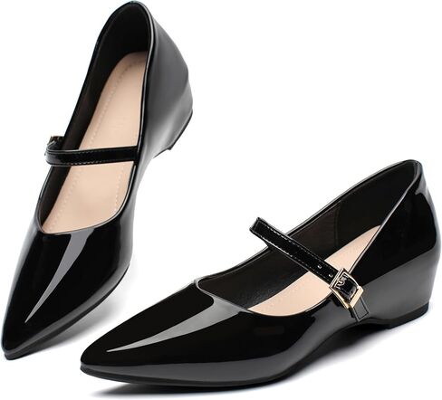 Mary Jane Black Nude Red Wedges for Women, Low Heel Women's Wedge Comfortable Closed Toe Women Pumps Dress Shoes -1.18Inch in Saudi Arabia