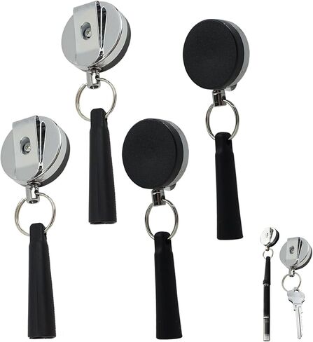 حامل أقلام قابل للسحب، 4 قطع 35 بوصة سلك فولاذي شديد التحمل قابل للسحب حامل قلم رصاص - بكرة قلم بمشبك حزام معدني للنجارين والممرضات وعمال البناء والاستخدام المكتبي والخارجي in Kuwait