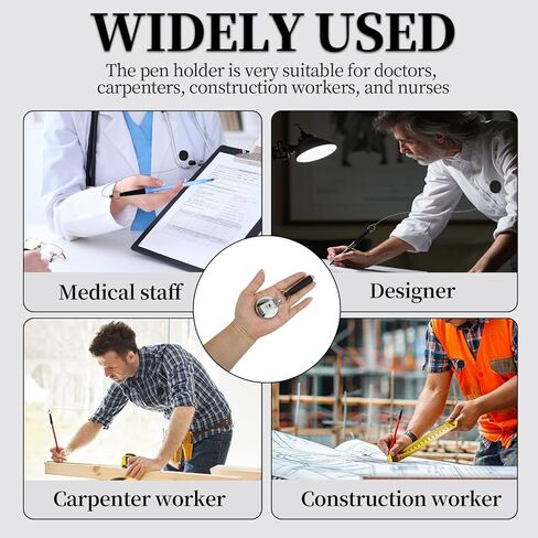 حامل أقلام قابل للسحب، 4 قطع 35 بوصة سلك فولاذي شديد التحمل قابل للسحب حامل قلم رصاص - بكرة قلم بمشبك حزام معدني للنجارين والممرضات وعمال البناء والاستخدام المكتبي والخارجي in Kuwait