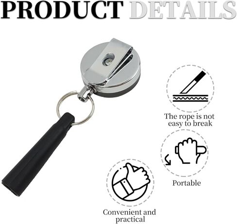 حامل أقلام قابل للسحب، 4 قطع 35 بوصة سلك فولاذي شديد التحمل قابل للسحب حامل قلم رصاص - بكرة قلم بمشبك حزام معدني للنجارين والممرضات وعمال البناء والاستخدام المكتبي والخارجي in Kuwait