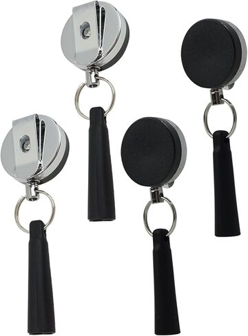 حامل أقلام قابل للسحب، 4 قطع 35 بوصة سلك فولاذي شديد التحمل قابل للسحب حامل قلم رصاص - بكرة قلم بمشبك حزام معدني للنجارين والممرضات وعمال البناء والاستخدام المكتبي والخارجي in Kuwait