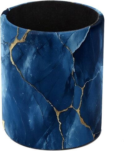 Purple Marble Leather Pen Holder for Desk, Pencil Organizer Pencil Cup Desk Decor Makeup Brush Holder Multifunctional Office Supplies for Home, Office, School in Saudi Arabia
