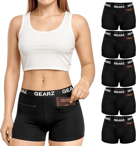 GEARZ 5 Packs Women's Hidden Pocket Travel Panties - Pickpocket Proof Travel Underwear Pockets - Anti Theft Wallet in Saudi Arabia