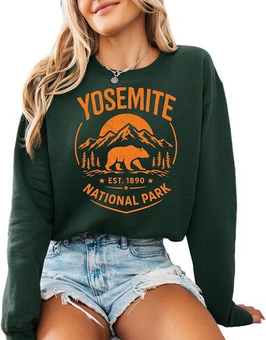 Yosemite National Park Sweatshirt – Vintage Mountain Bear Graphic Pullover in Kuwait