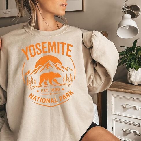 Yosemite National Park Sweatshirt – Vintage Mountain Bear Graphic Pullover in Saudi Arabia