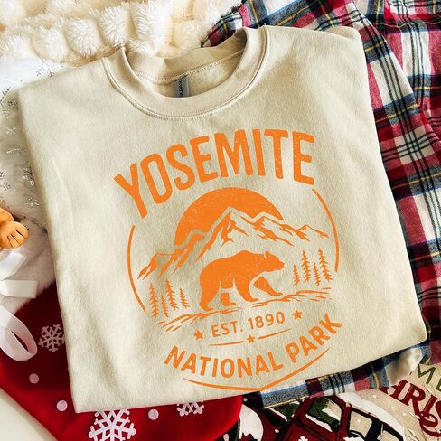 Yosemite National Park Sweatshirt – Vintage Mountain Bear Graphic Pullover in Saudi Arabia